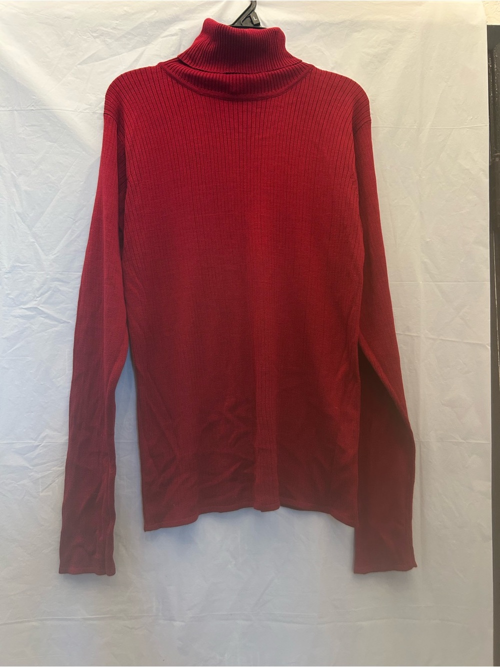 Taiana Women's Wine Red Ribbed Turtleneck Long Sleeve Sweater Sz M 100% Silk